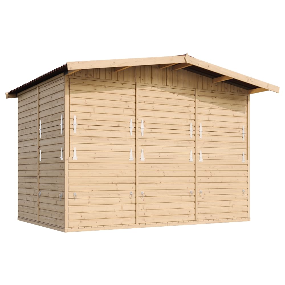 Capanno in Legno, Capanno Espositore in Legno, Chiosco da giardino per bar, CINQUE FINESTRE 336x263 cm/6 m2 Stand di vendita con bancone, Multifunzione cabina da giardino TIMBELA M150B