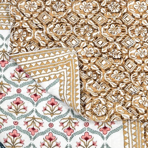 Image of BLOCKS OF INDIA Hand Block Printed Cotton King Size Quilt /Rajai | Design 54