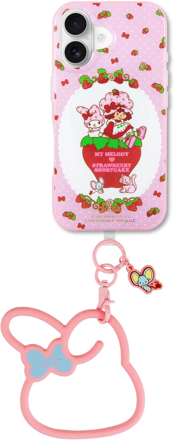 Sonix x Sanrio Silicone Phone Wristlet/Bracelet (My Melody) + Case for iPhone 16 (My Melody x Strawberry Shortcake)