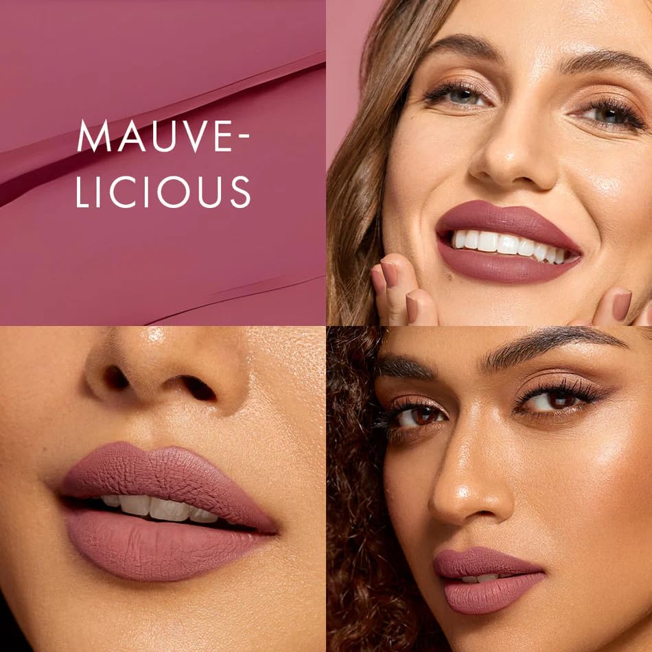 Image of HYUE HydraMatte Liquid Lipstick | Blush Edit: Mauve Licious, Biscotti Hottie, Parisian Pink | 2.2 ml x 3 | Long-Wear Soft-Matte Finish | with Jojoba, Almond & Indian Gooseberry Extract