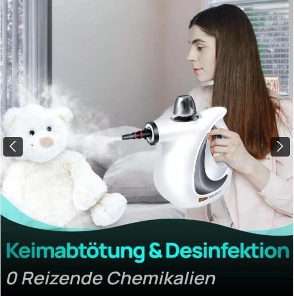 Multi-Purpose Handheld Steam Cleaner, High-Power Disinfection Steamer with 9 Accessories for Home, Kitchen, Bathroom, Tile, Grout, Furniture and All Surface Cleaning