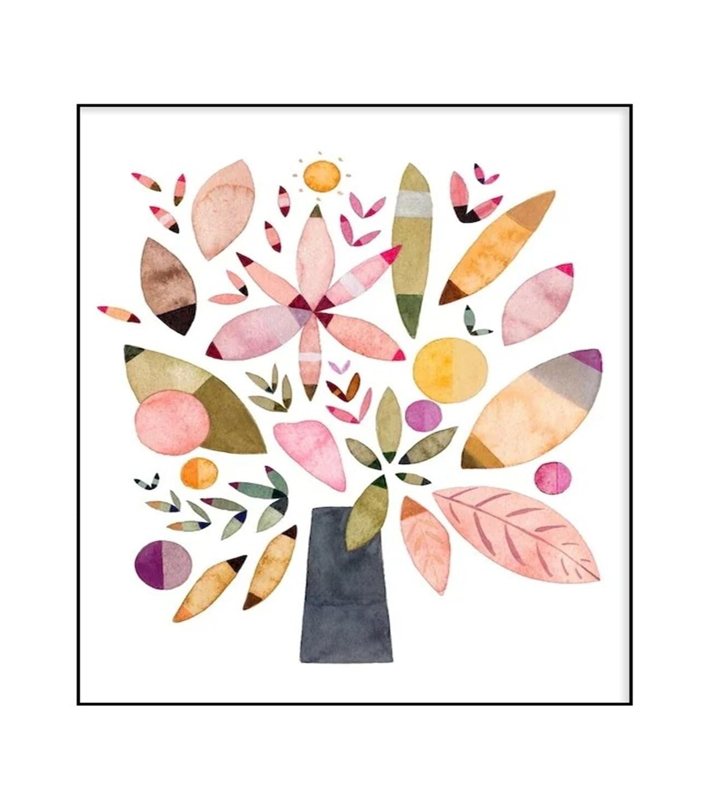 Xenite D Wall Art Canvas Prints Watercolor Flower Vase Floral Plant Wall Art Canvas Painting Nordic Posters For Living Room Home Ecor(,40X50cm)