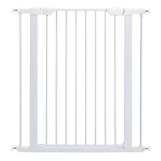 MidWest Homes for Pets 39-Inch High Walk-Thru Pressure Mounted Steel Dog Gate, Expands to 38 Inches Wide, Includes 3-inch Extensions, White