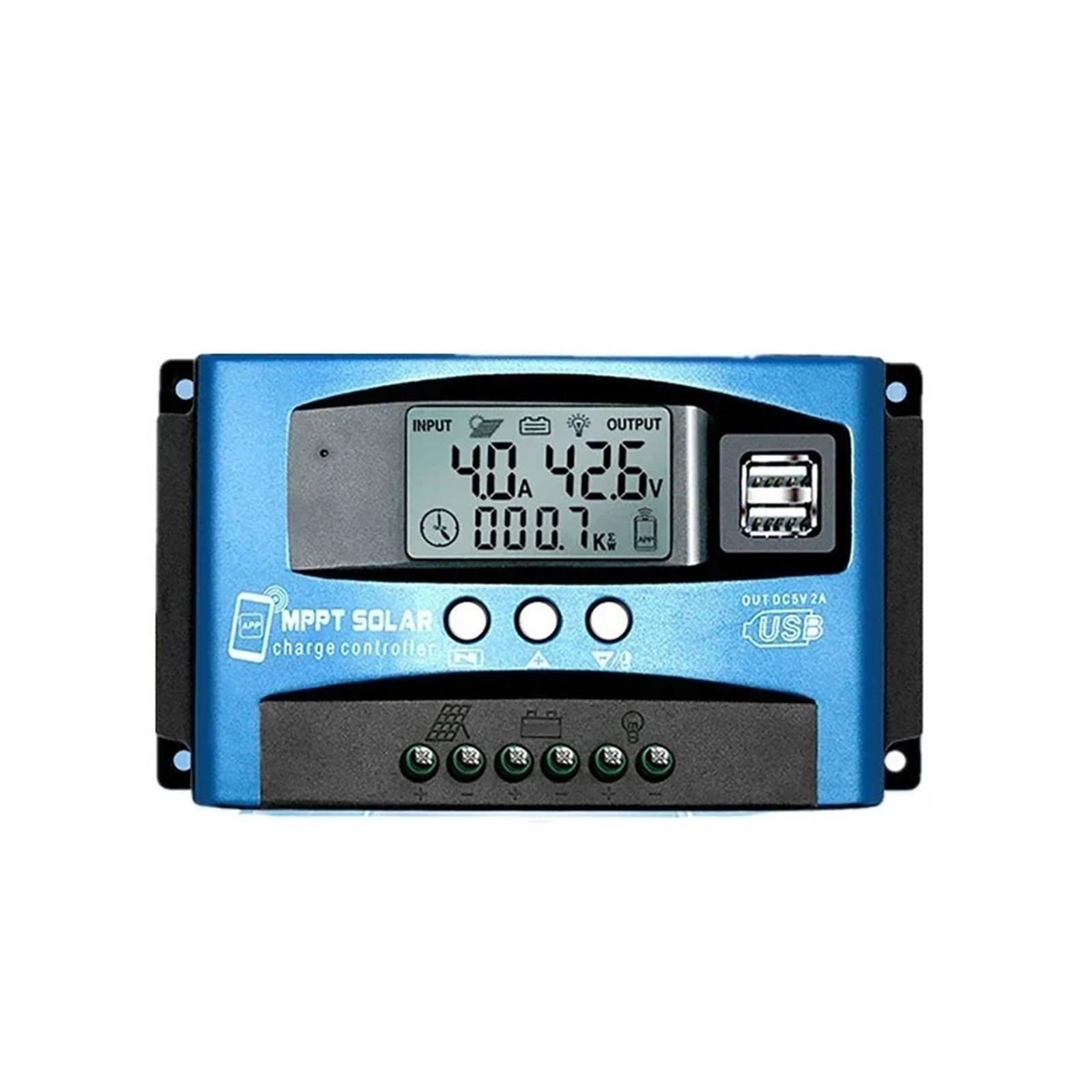 Solar Charge Controller, MPPT Solar Charge Controller 30A -100A Bluetooth&WIFI Dual USB LCD 12V 24V Cell Panel Charger Regulator With Load(12V-60V BT,60A)