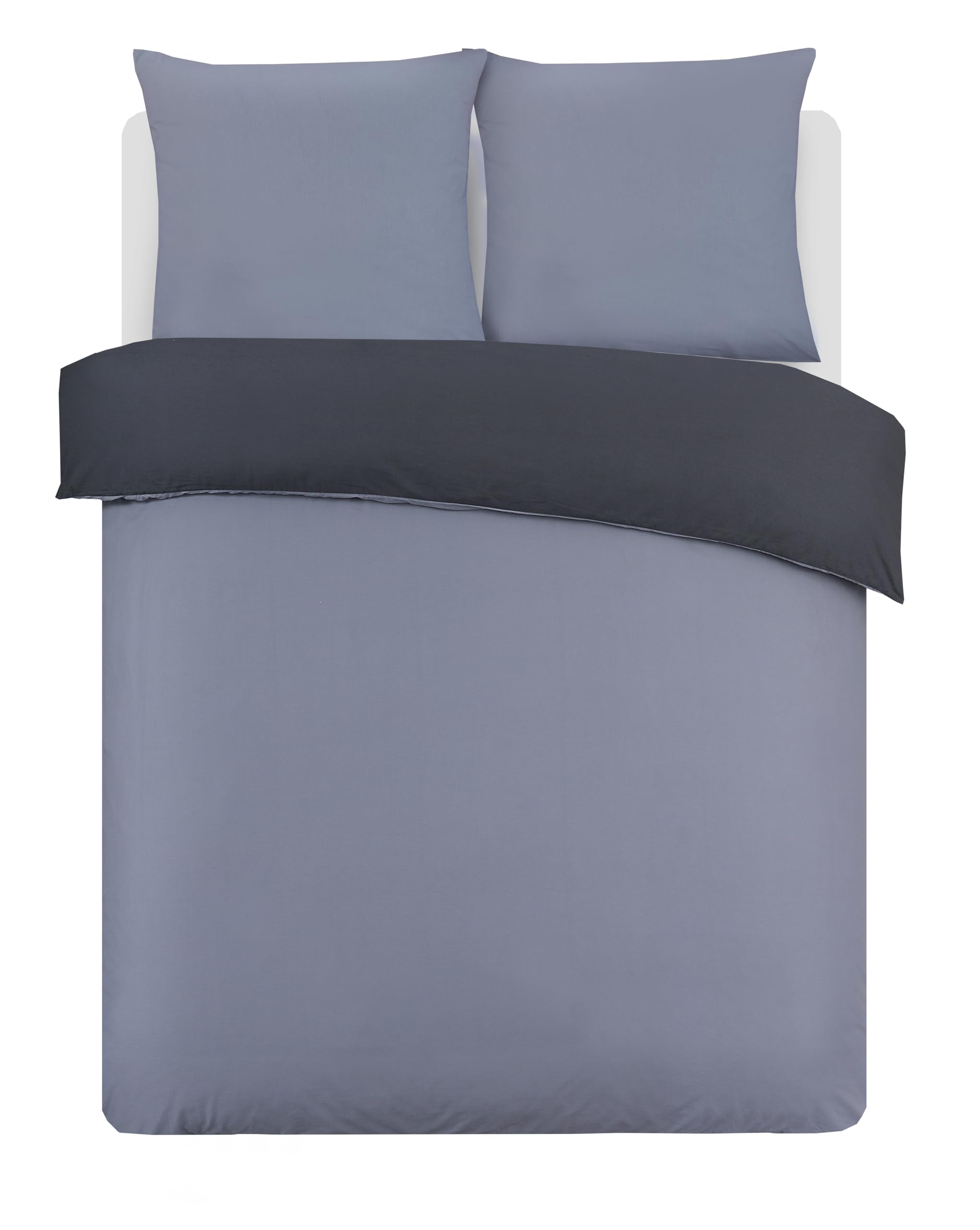 VISION Parure Copripiumino Reversibile 100% Cotone – Grigio Antracite | 1 Copripiumino (155×220 cm) + 2 Federe (80×80 cm) | 57 Fili/cm² | Morbido e Confortevole | Certificato Oeko-Tex