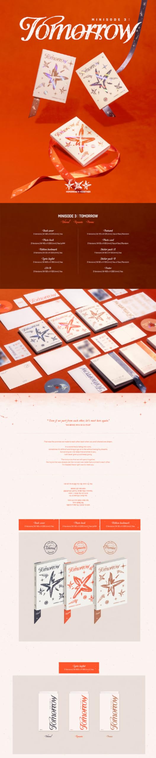 DREAMUS TXT minisode 3 : Tomorrow 6th Mini Album Contents+Sticker+Photocard+etc+Tracking Sealed Tomorrow X Together (Full Set(10 Version))