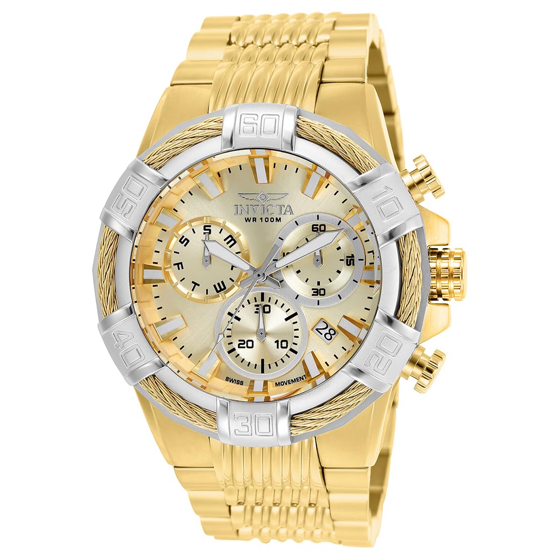 Invicta Men's Bolt Stainless Steel Quartz Watch with Stainless-Steel Strap, Gold, Silver, 16 (Model: 25868, 26990)