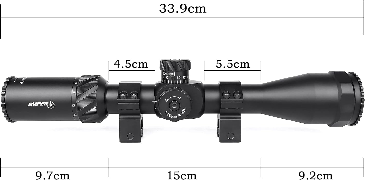 Sniper ZY 4 14x44 FFP First Focal Plane (FFP) Rifle Scope 30mm Tube with Red Green Illuminated MOA Reticle Photo