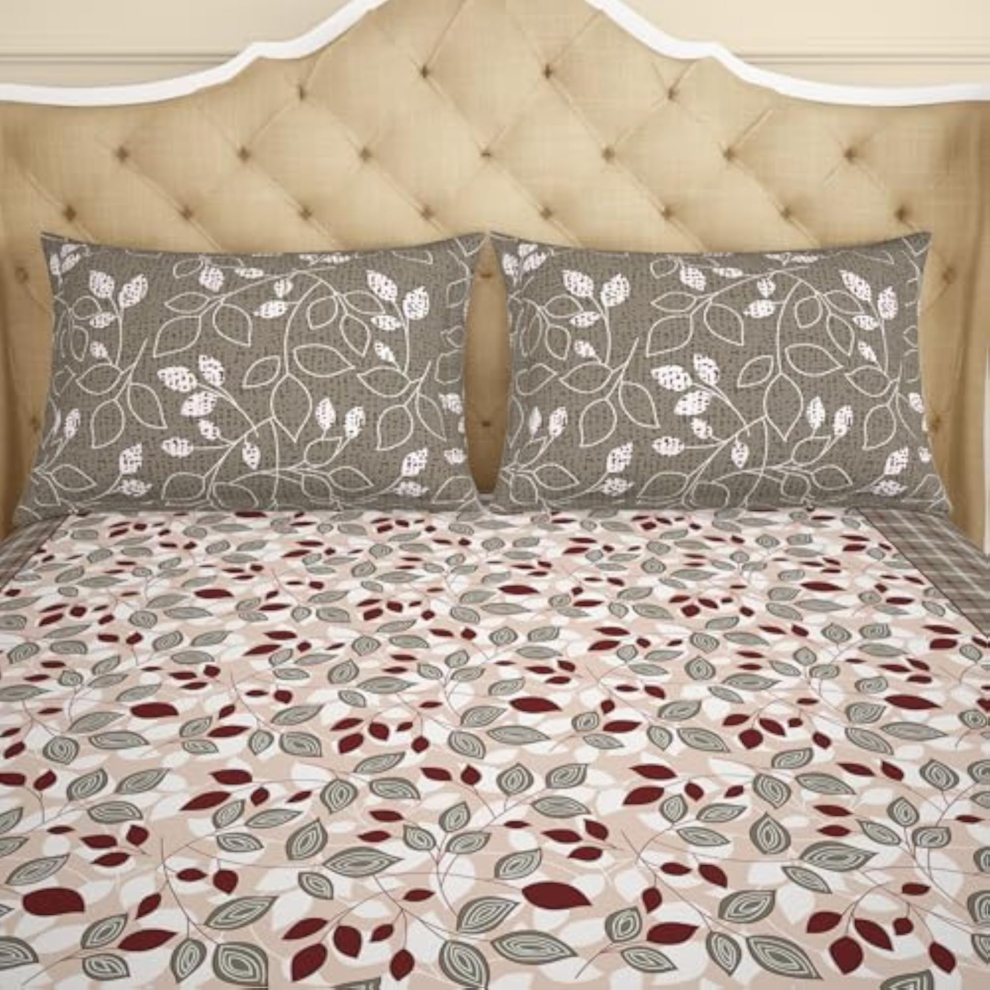 Premium 100% Cotton Floral Double Bedsheet with 2 Pillow Covers