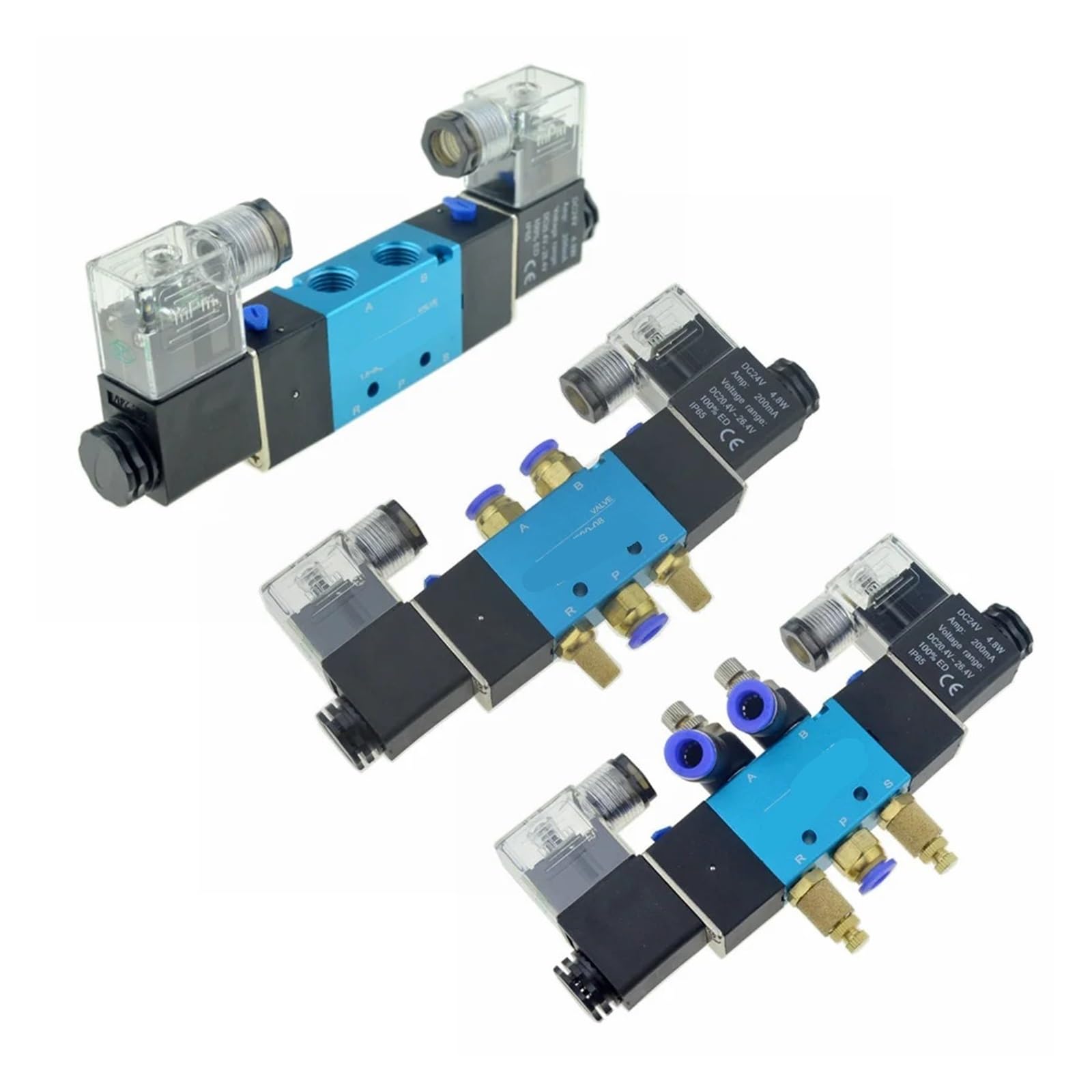 1 szt. Podwójny sterownik 2 Pozycja 5-kierunkowy pneumatyczny zawór elektromagnetyczny 12 V 24 V 220 V 6 mm 8 mm 10 mm Wąż do regulacji powietrza Zawór elektromagnetyczny (SL-10 mm, DC 12 V)