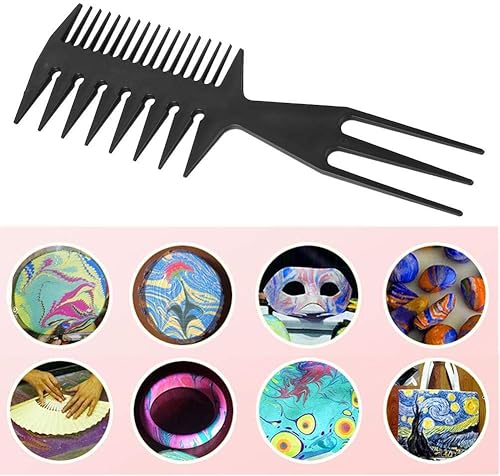 Miniatura 3 de Peines de la pintura del mármol del agua, accesorio del arte de la pintura del niño del lado doble plástico del agua de los niños del peine del arte
