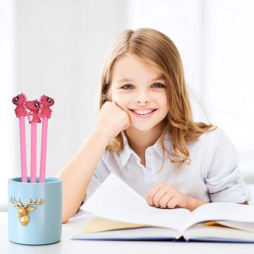 Miniatura 6 de Bonitos bolígrafos de tinta negra de dinosaurio, divertidos bolígrafos de gel de escritura kawaii para niños, suministros escolares de oficina,