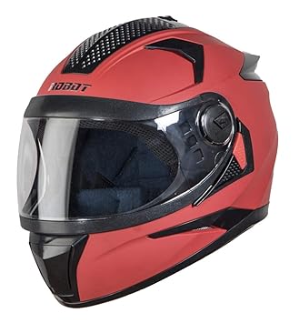 STEELBIRD HI-GN SBH-17 Robot mat Sports red with Plain Visor,560mm, small