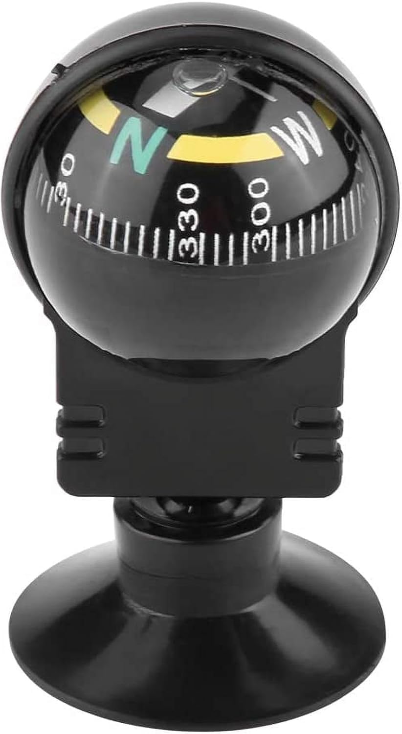 Black Dash Mount Compass Adjustable Dash Mount Compass Navigation Hiking Direction Pointing Guide Ball Car Truck Outdoor Automotive Compasses，Interior Accessories