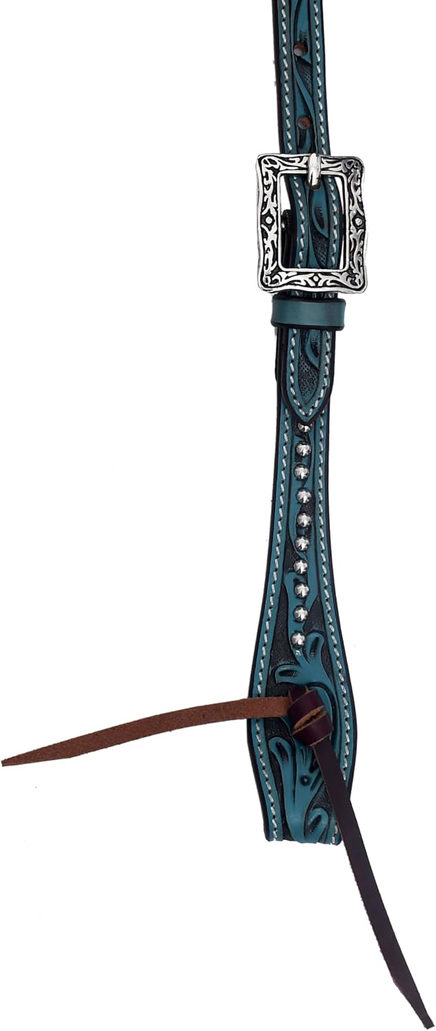 BLACK HOOF Pink & Turquoise Spur Straps,Slip Ear Headstall,Browband Headstall and Breastcollar with Silver Spots