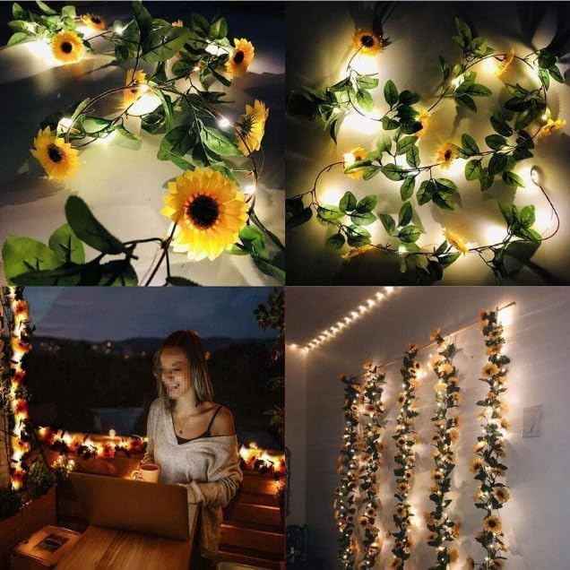 Image of SATYAM KRAFT 1 Pcs Sunflower Line for Home Decoration Artificial Flower Hanging Line for Wedding Setup, Festival Decor (220 cm)