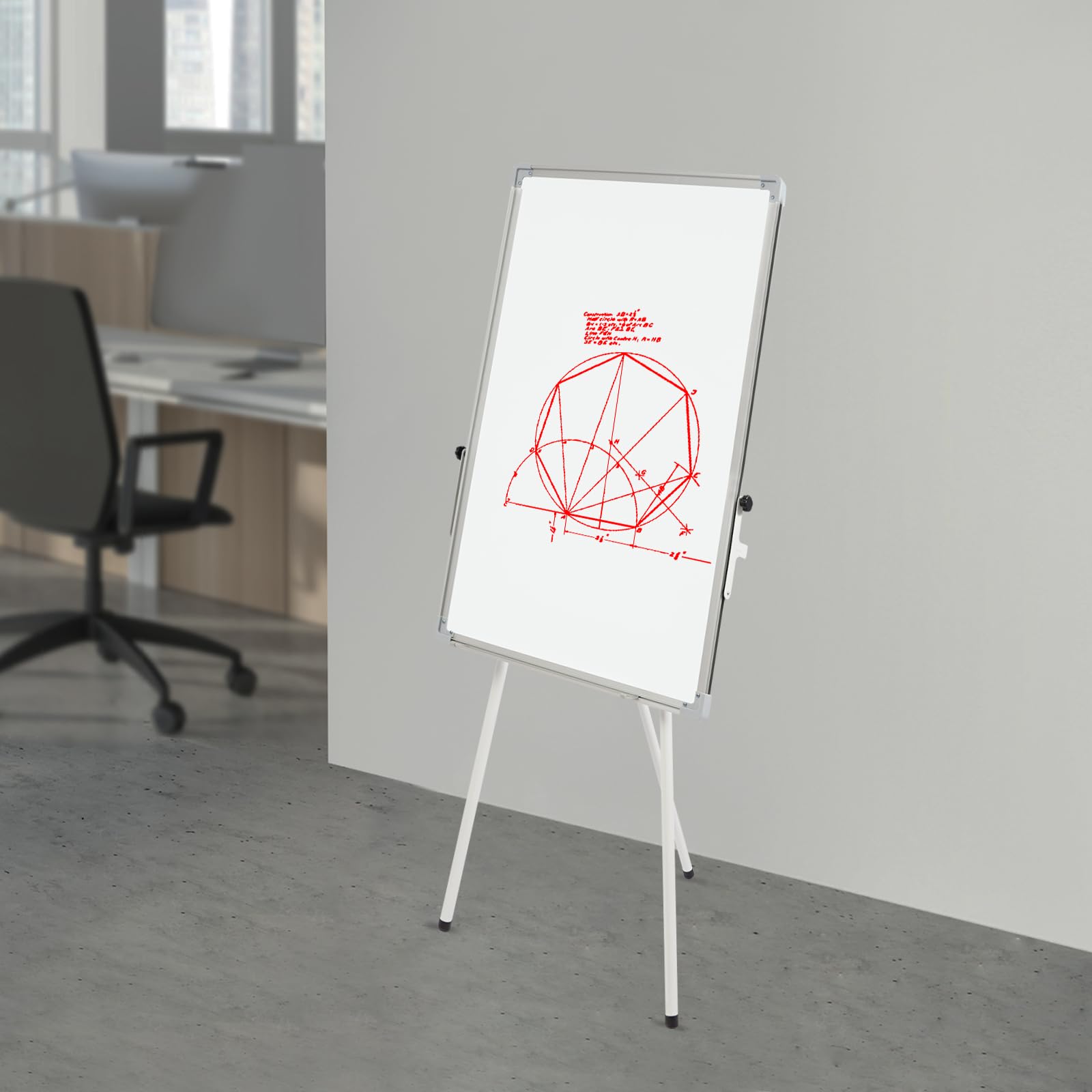 Pizarra blanca de altura ajustable, magnética, moderna, para oficina, con soporte, soporte para partituras con trípode para casa y escuela, blanco, hierro y aleación de aluminio, 61 x 91,4 cm