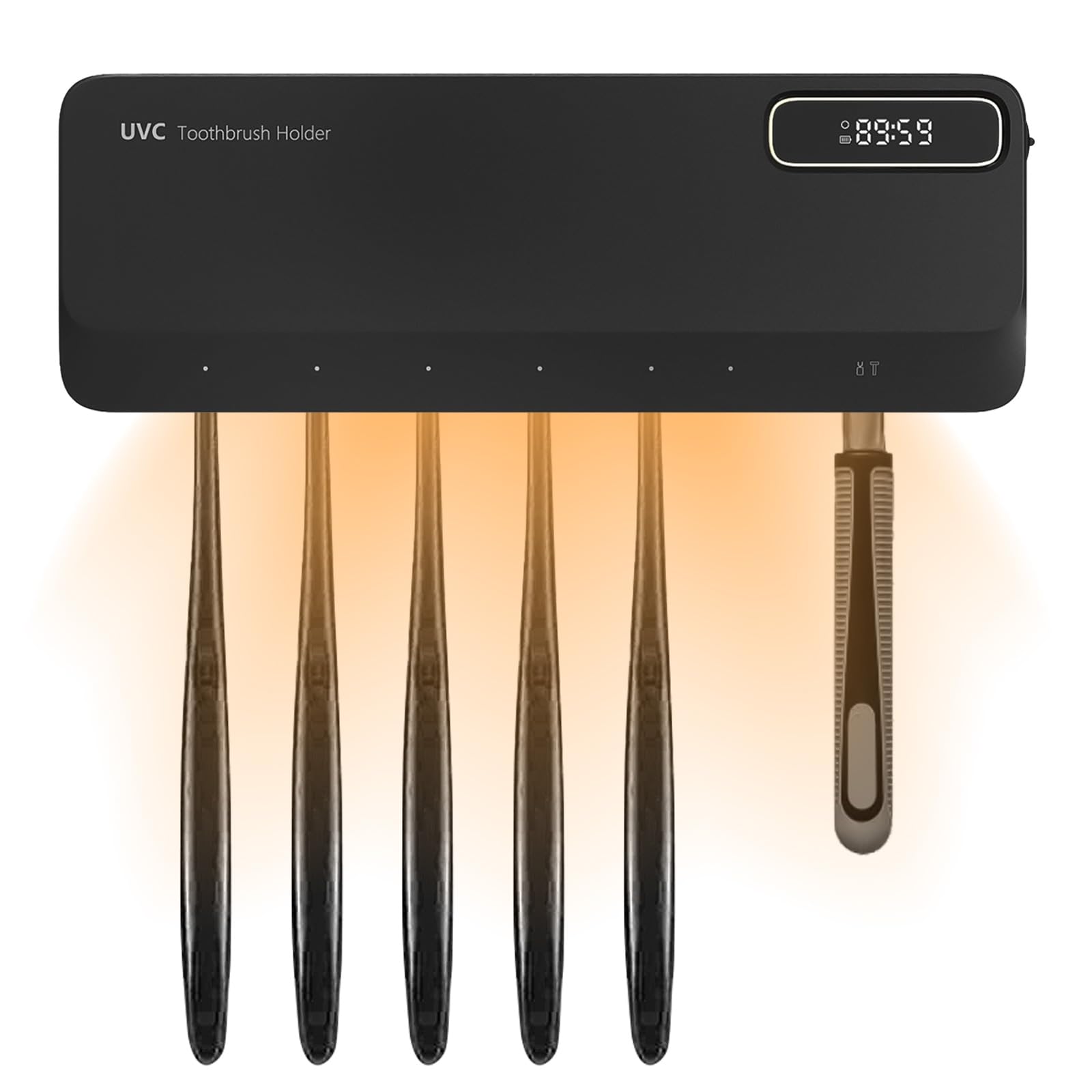 Desinfectante para Cepillo de Dientes UV, Soporte Cepillos de Dientes Eléctrico Montado en la Pared USB Recargable Soporte Cepillo de Dientes Eléctrico UV para Casa, Baño, Ducha (Negro)
