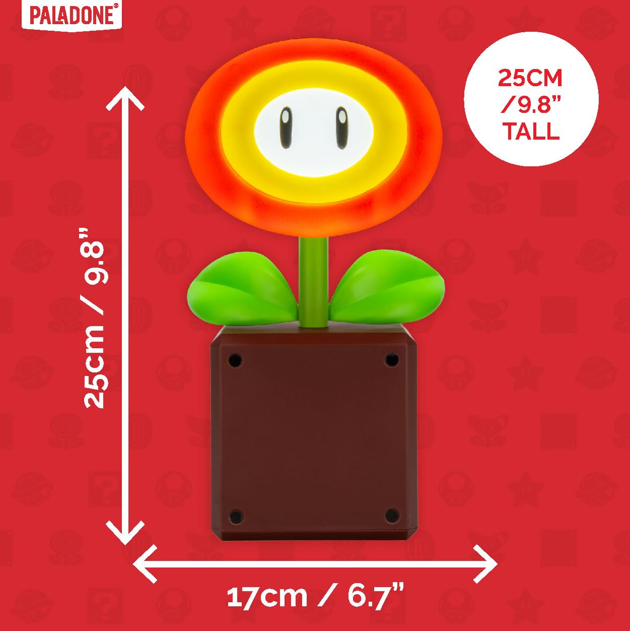 Paladone - Lampada LED Fiore di Fuoco di Super Mario, alimentazione USB, decorazione per la casa, idea regalo per videogiocatori, licenza ufficiale Nintendo