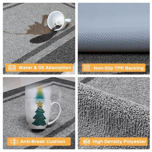 Kitchen Rugs Set (24" x 36"+24" x 60"), Non-Slip Machine Washable Kitchen Runner Rugs Floor Mats, Absorbent Comfort Standing Mat for Kitchen, Sink and Hallway, Rolled Packaging, Light Grey & Dark Grey - Image 4