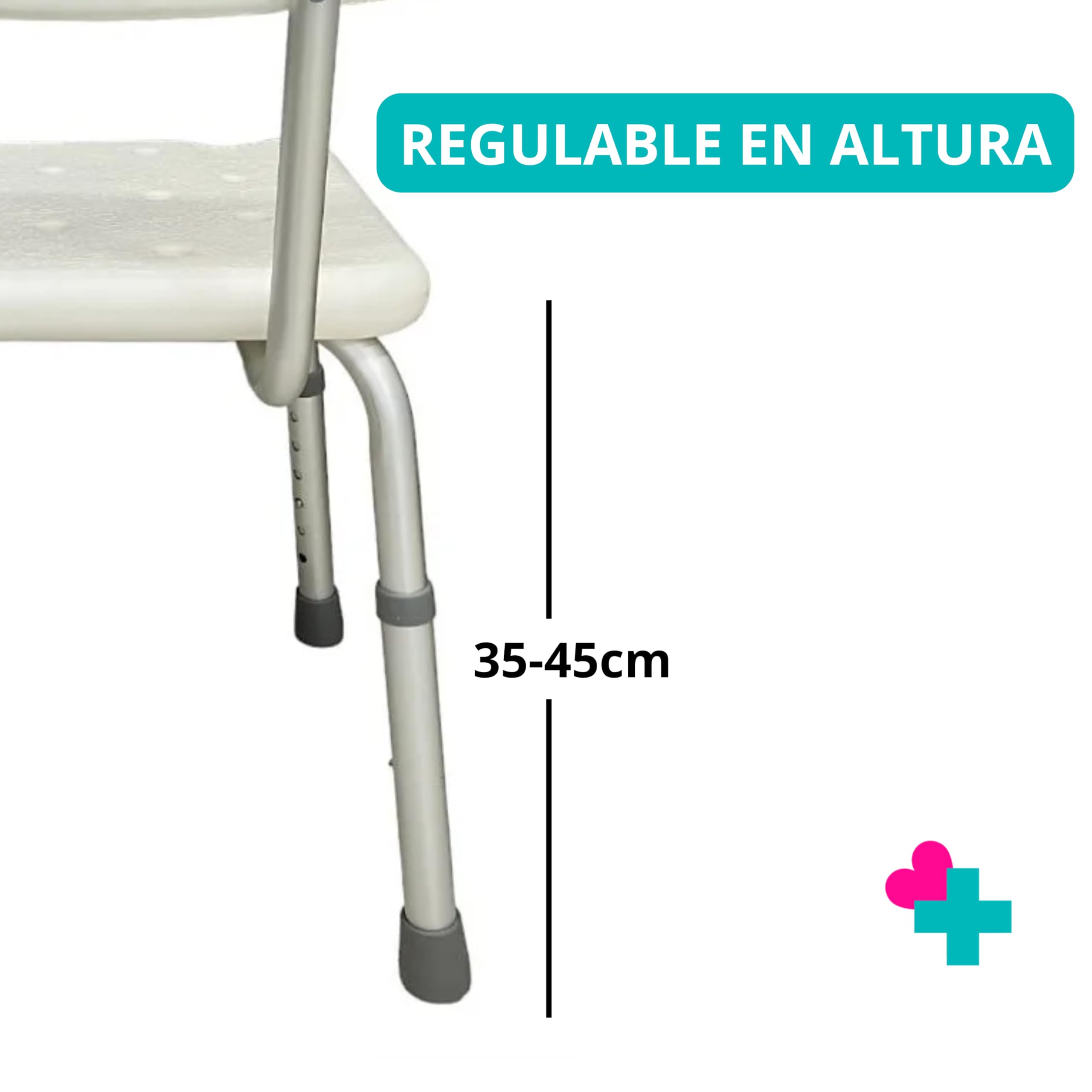 Silla de Ducha para Personas Mayores y Movilidad Reducida | Asiento Regulable en Altura con Respaldo | Taburete de Baño Antideslizante | Silla Ortopédica para Ducha y Bañera | hasta 100 kg