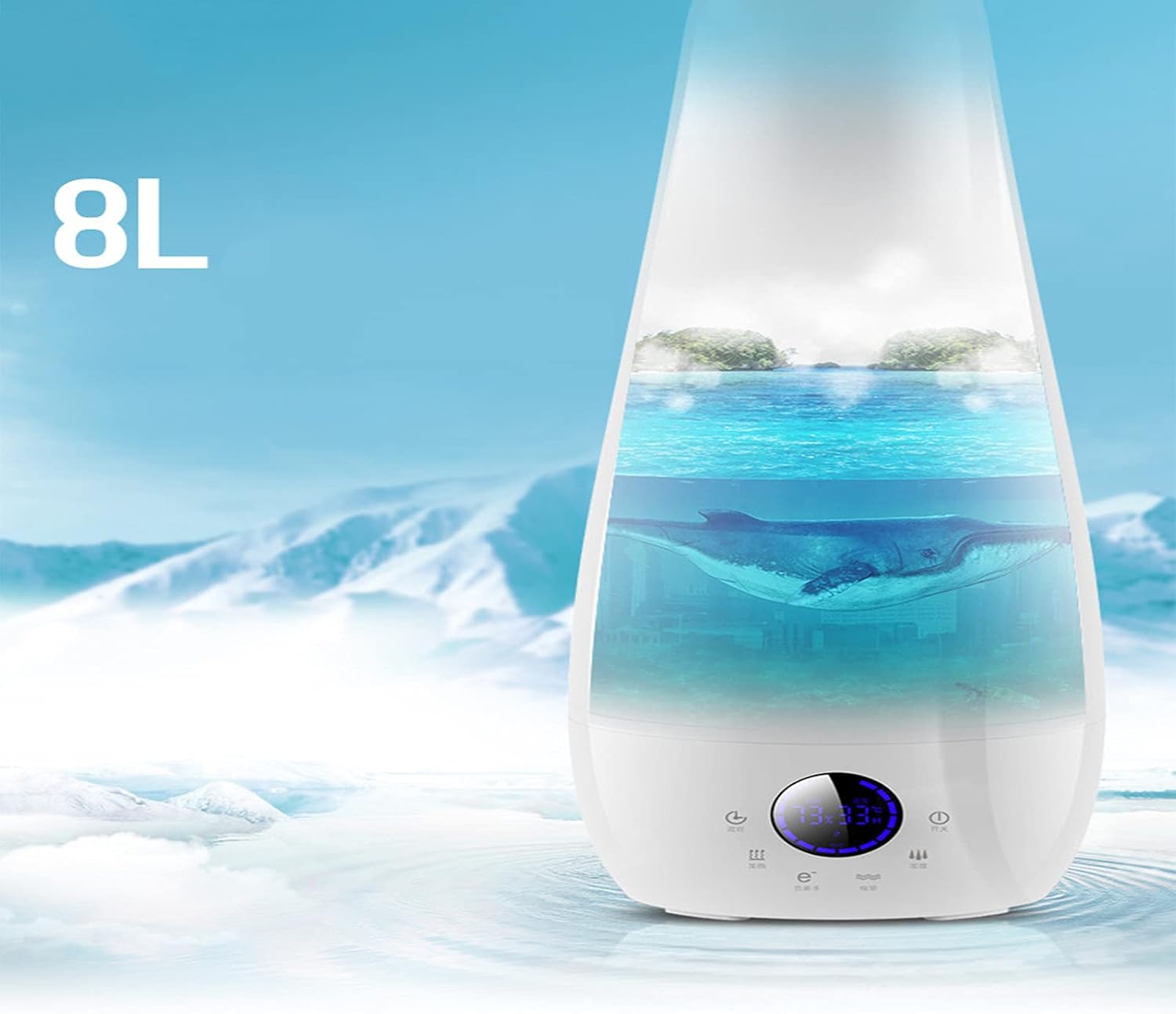 Cool Mist Humidifier Intelligent Control Floor Standing for Home Ultra Quiet Operation Waterless Auto Off Automatically Maintains Humidity Timing Function (Smart remote control version)