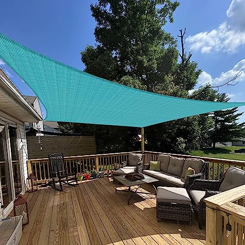 E & K Sunrise 8 'x 12' turquesa verde toldo toldo cuadrado – incluye Pad ojos – Permeable UV bloque tela Durable Patio al aire libre