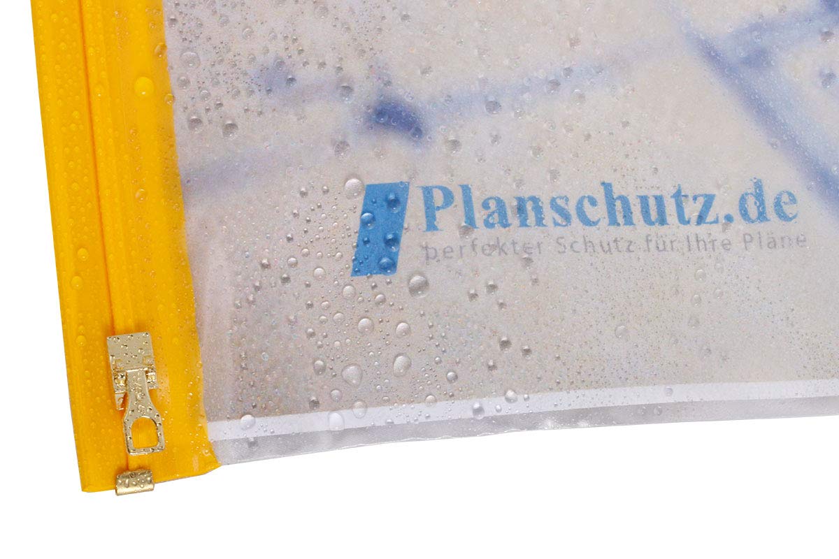 10x Buste Protettive A1, 650x900mm Impermeabili con Chiusura | Custodie con protezione UV e 2 clip con ventosa, spessore 100 my, ideali per planimetrie, cantieri e documenti importanti.
