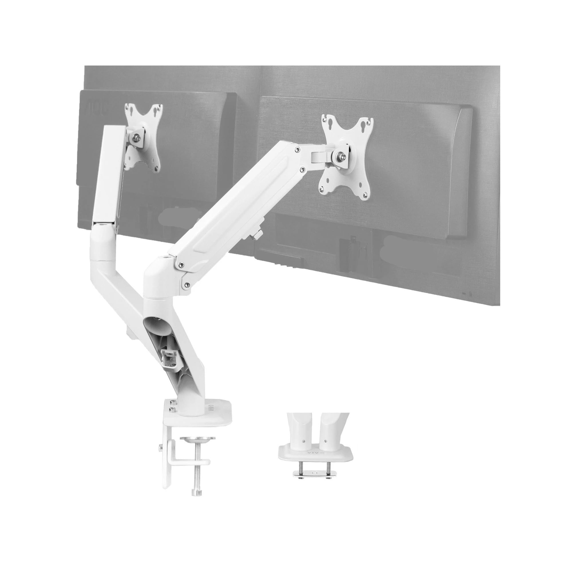 TKJfdTY White Dual 17" To 27" Computer Monitor Balanced Desk Stand -
