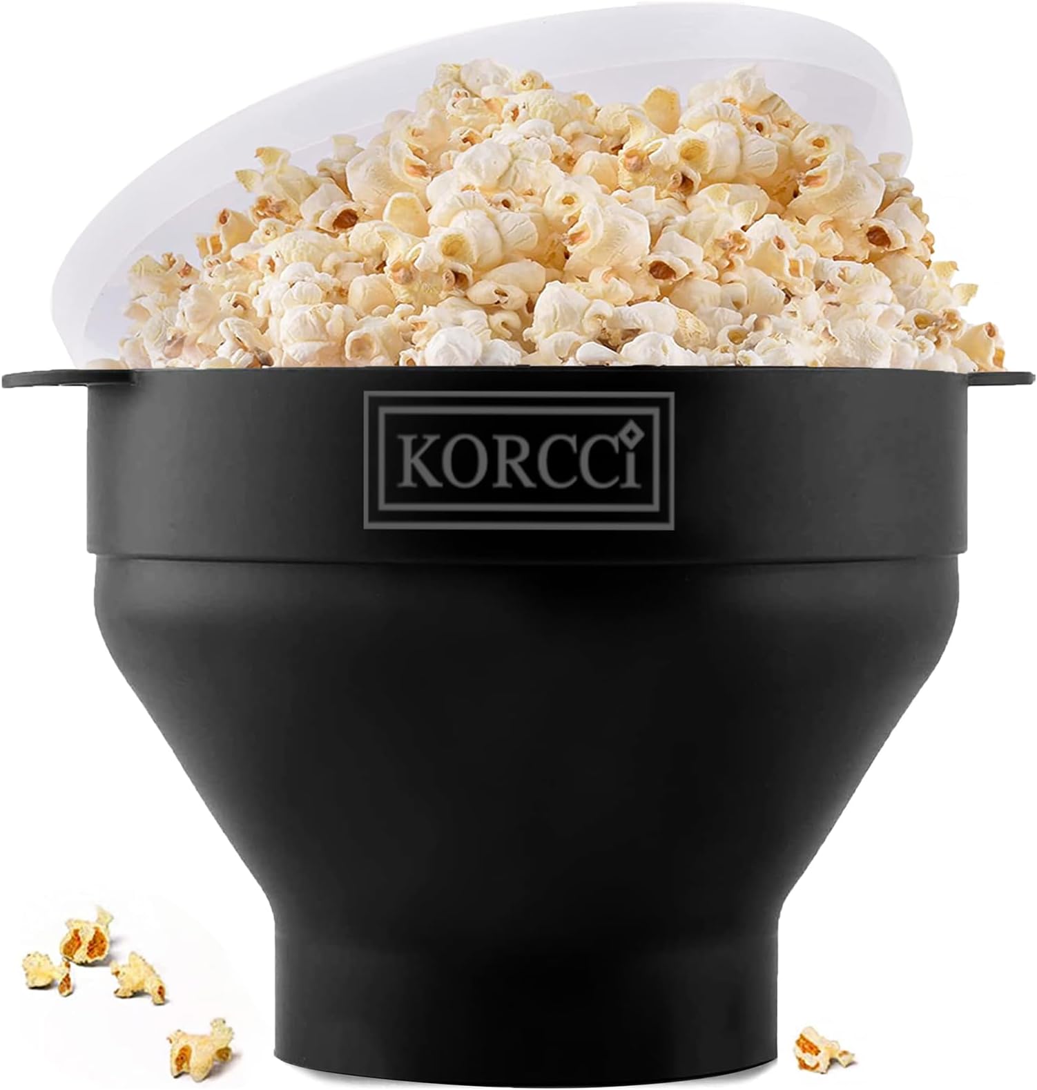 The Original Korcci Microwaveable Silicone Popcorn Popper, BPA Free Microwave Popcorn Popper, Collapsible Microwave Popcorn Maker Bowl, Dishwasher Safe - Black