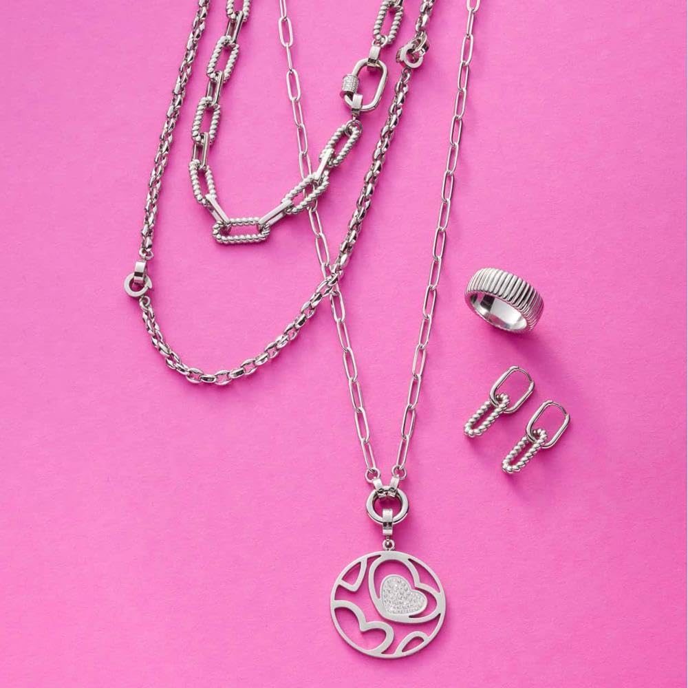 JEWELS BY LEONARDO Halskette Clip & Mix Romea • Kette aus silberfarbenem Edelstahl • massive Kettenglieder in Bohnenform • Ring zum Anhängen von Charms • 50 cm Länge • Geschenk Schmuck Damen • 023272