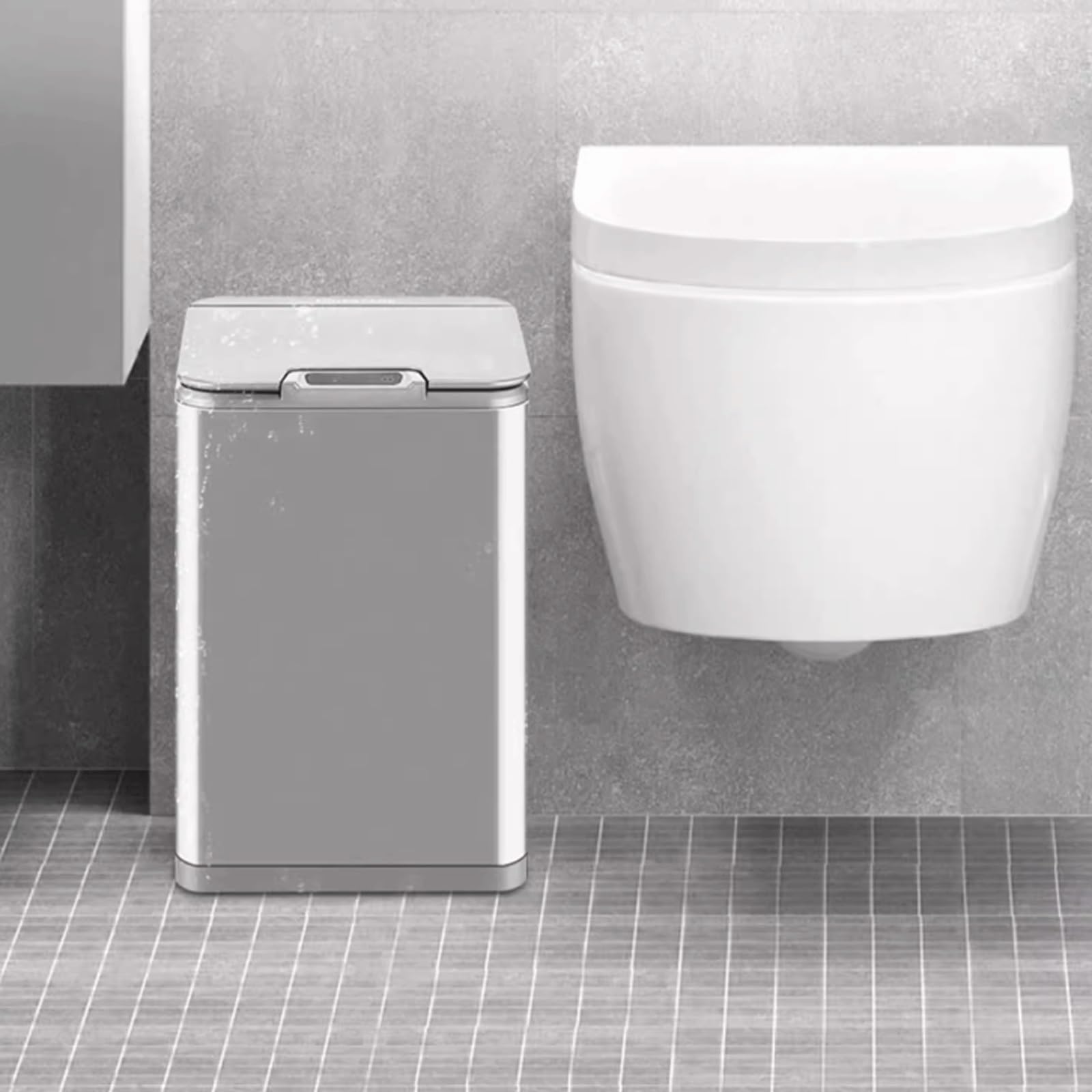 Pattumiera per interni alla moda, con sensore intelligente, pattumiera per camera da letto, soggiorno, bagno, impermeabile, automatica in acciaio inox, con coperchio, per più spazio