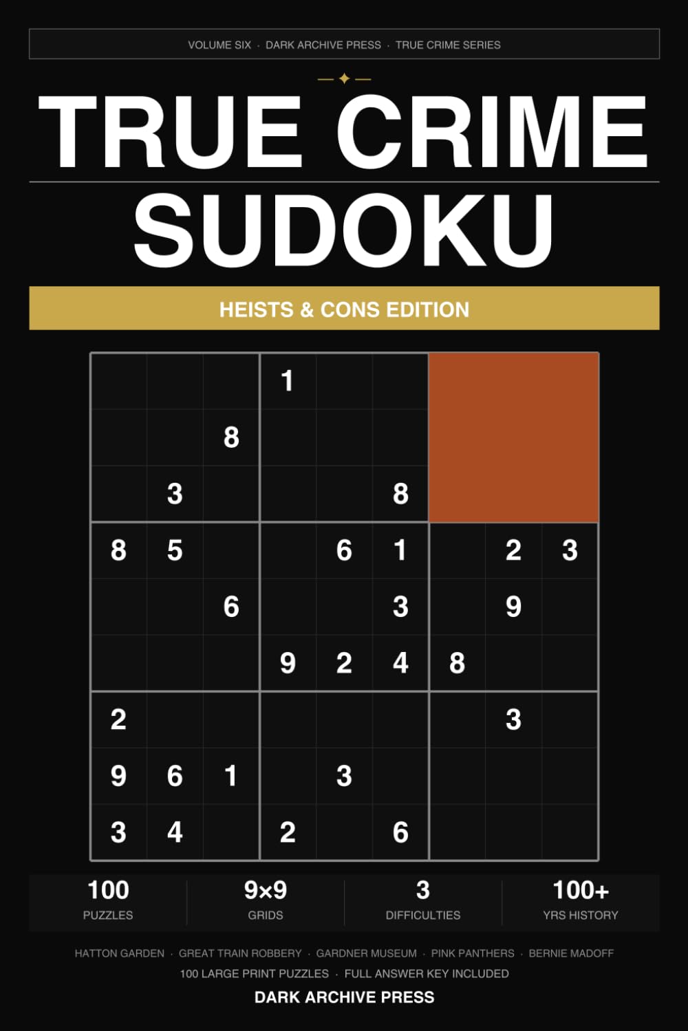 True Crime Sudoku: Heists & Cons Edition: 100 Large Print Puzzles Themed Around History's Most Audacious Robberies and Greatest Con Artists — Easy, Medium & Hard (Volume 6)