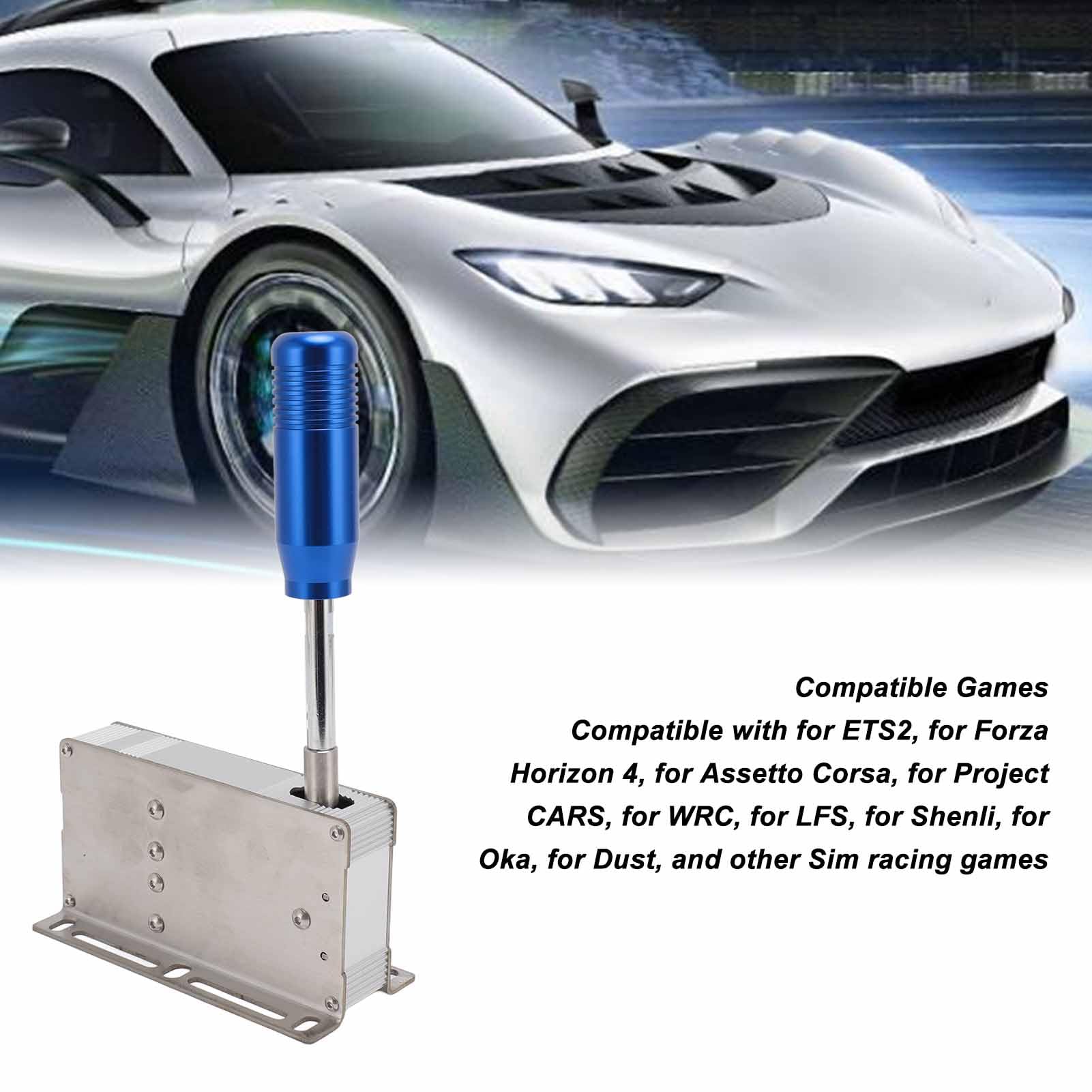 Alomejor Shifter Sekwencyjny USB Trwała Metalowa Dźwignia Zmiany Biegów Sim do Gry Wyścigowej na PC Kompatybilny z (BLUE)