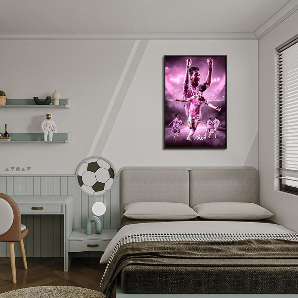 Black Framed Lionel Messi Signed Poster For Kids Hanging To Room Bedroom Wall Decor-Soccer Superstar Posters Canvas Art Print Picture For Teen Boy Fans Birthday Gifts - Image 7