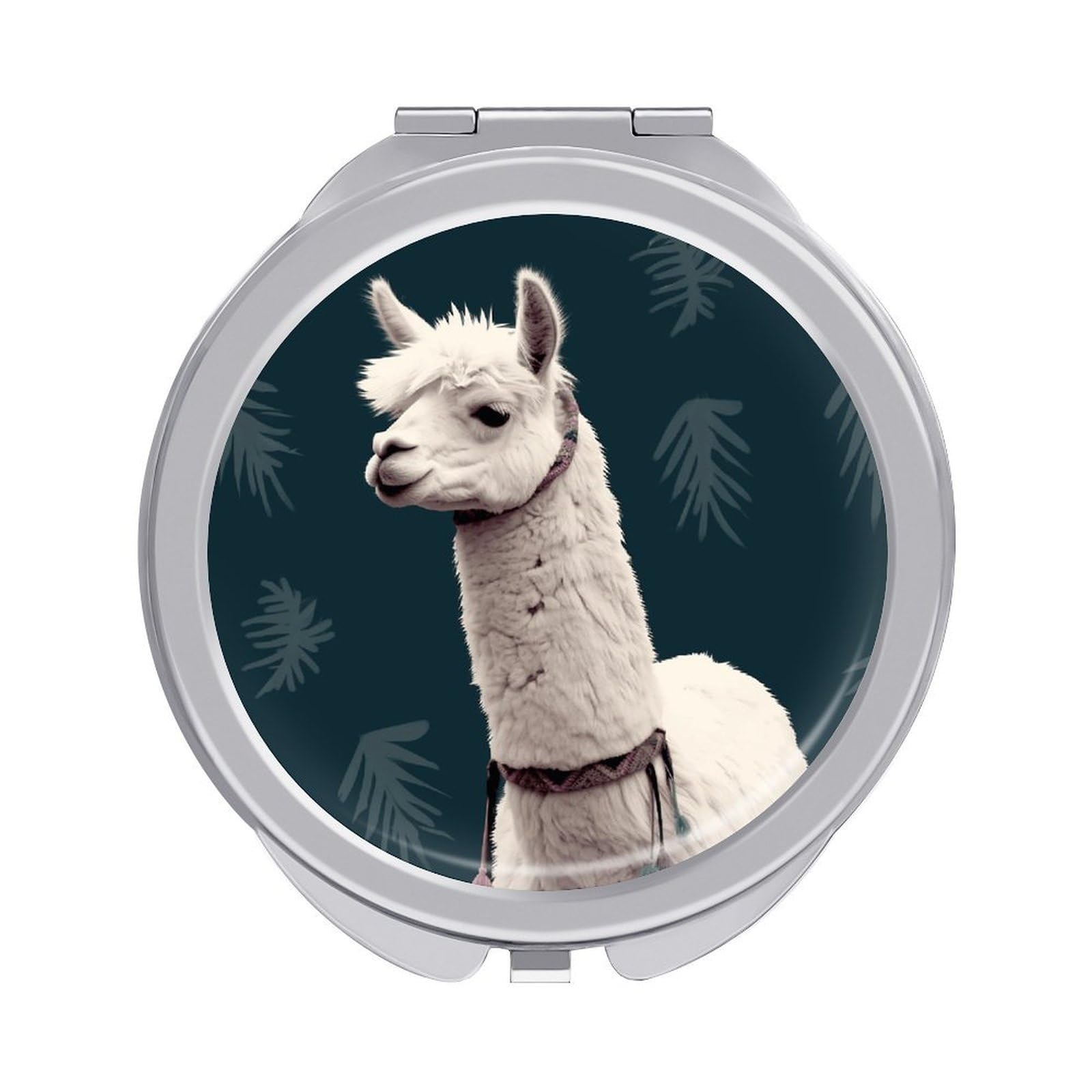VstaDank Alpaca Llama Compact Mirror for Purses Round Fashion Travel Makeup Mirror 2X /1x Magnifying Double Sides Mini Mirrors Portable Pocket Mirrors for Handbag Purse Women Gift