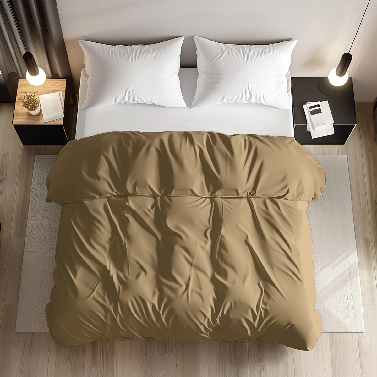 Apala Premium Cotton King Size Quilt Cover/Duvet Cover/Rajai Cover/Blanket Cover with Zipper Closure (Double 90x100 inchs), Color - Beige-image-4
