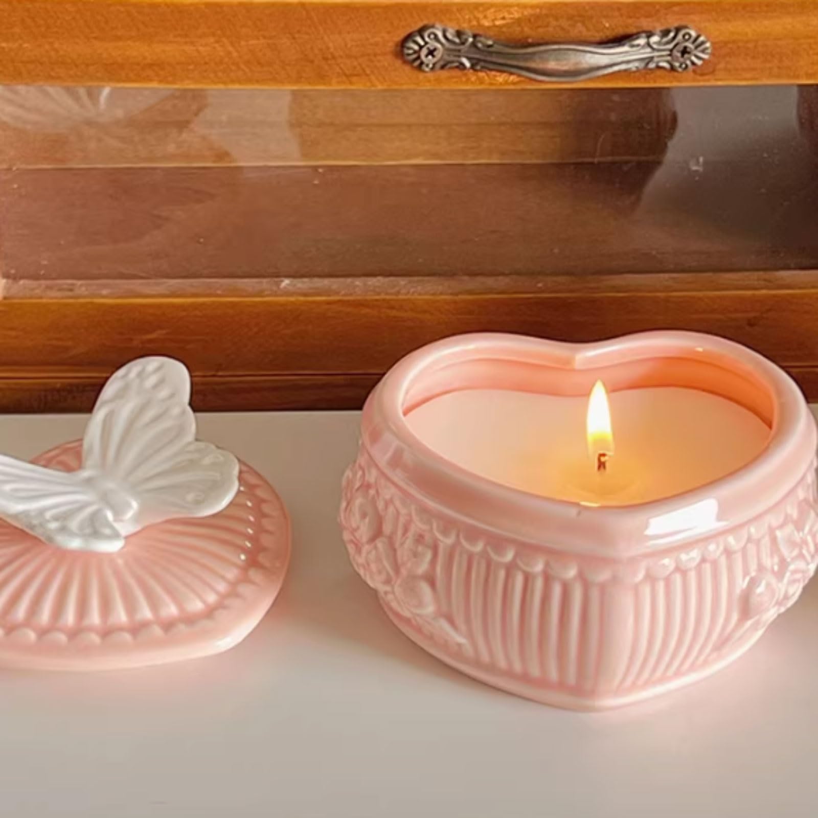 Compacto Velas de cerámica, velas perfumadas for mujer, de larga duración, hechas con cera de soja y aceites esenciales, decoración elegante for el hogar no es picante(Gardenia)