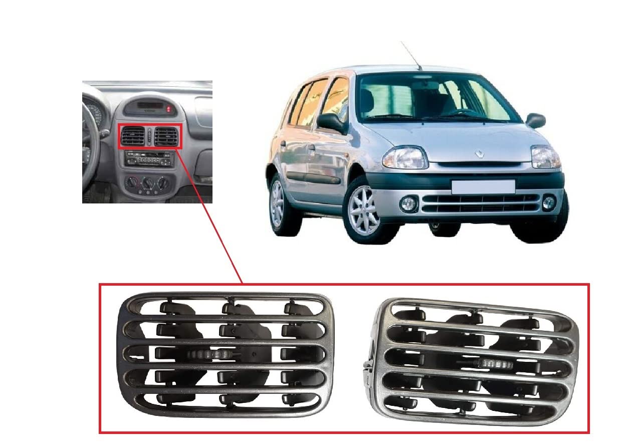 Image secondaire de Twowinds - Grille de Ventilation Compatible avec Renault Clio 2 (1998-2001), Thalia (2001-2006) - Tableau de Bord - Aérateurs Cl