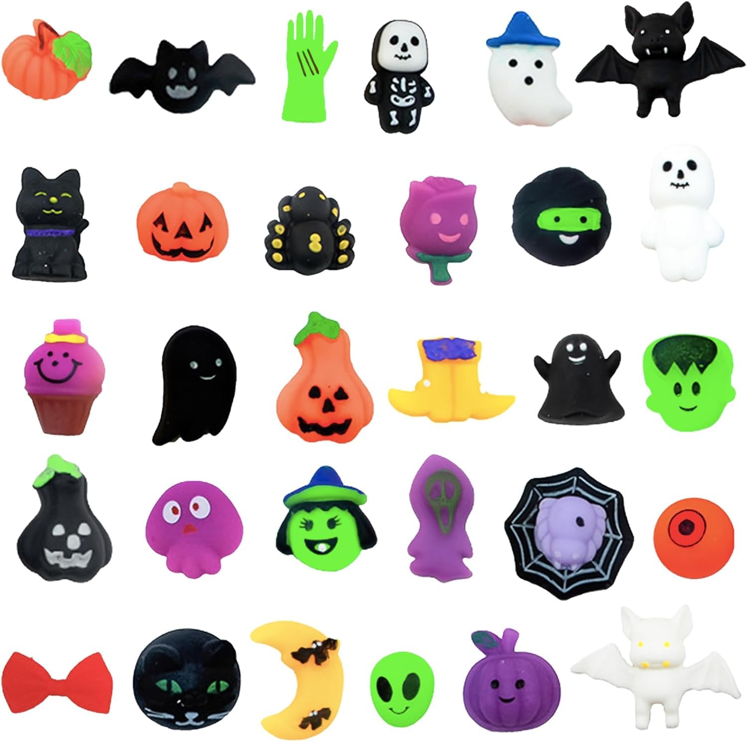 MOMAHUA 30Pcs Halloween Squishy Toys Set, Pumpkin, Ghost, Bat