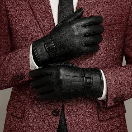 Image of TLN Genuine Leather Gloves for Men | Premium Soft Driving, Biking & Winter Gloves, Warm, Stylish & Durable Hand Gloves for Outdoor & Daily Use