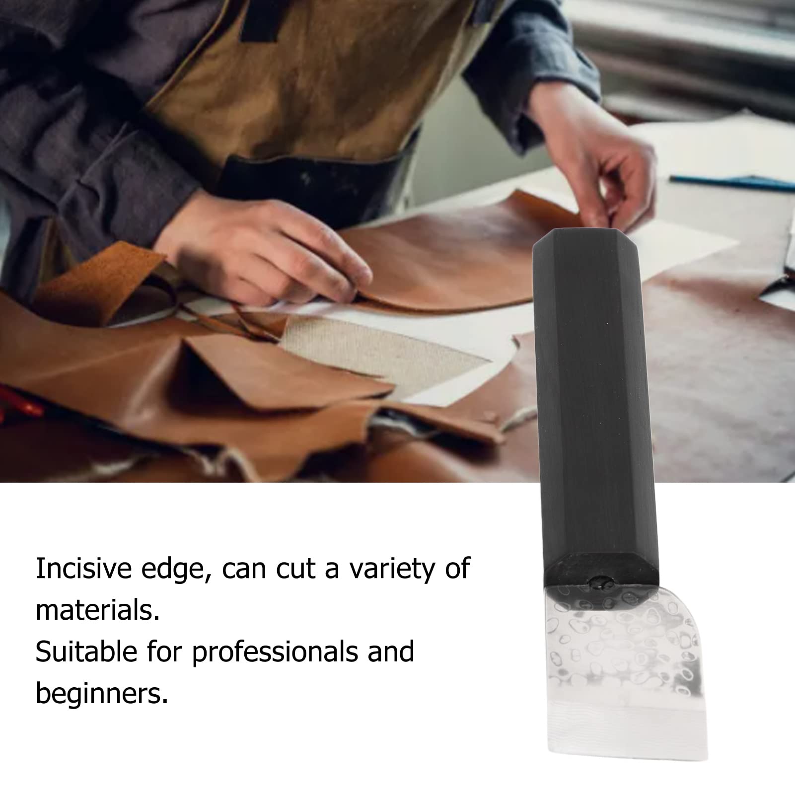 Cuchillo De Corte para Cuero, Cuchillo con Mango De Madera, Cuchillo De Trabajo De Cuero para Corte Artesanal De Cuero