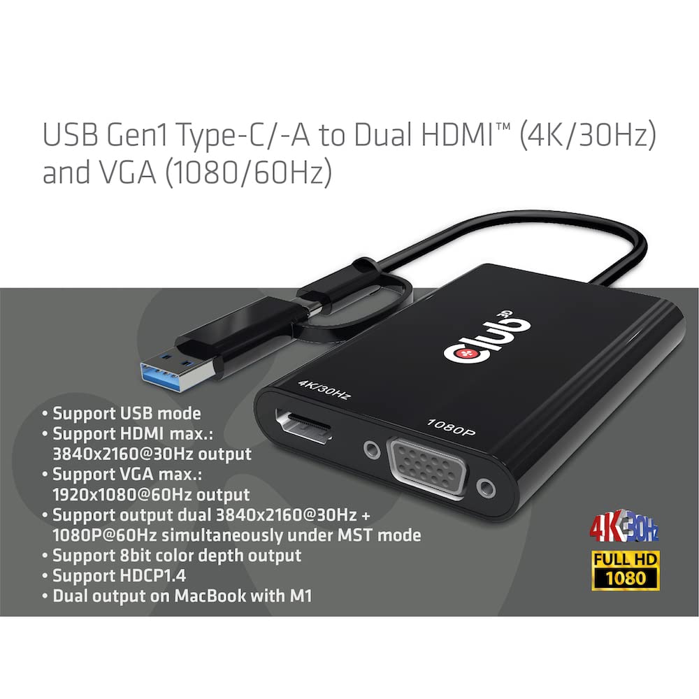Csv-1611 Usb-C/A To Hdmi And Vga Adapter