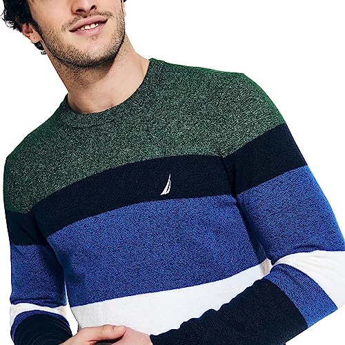 Nautica Men's Sustainably Crafted Striped Textured Crewneck Sweater3