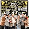 40th Birthday Decorations for Men Women, Black Gold 40th Birthday Banner Vintage 1986 Backdrop Poster Photography Background 40 Years Old Party Supplies Sign #3