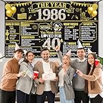 40th Birthday Decorations for Men Women, Black Gold 40th Birthday Banner Vintage 1986 Backdrop Poster Photography Background 40 Years Old Party Supplies Sign - Image 4