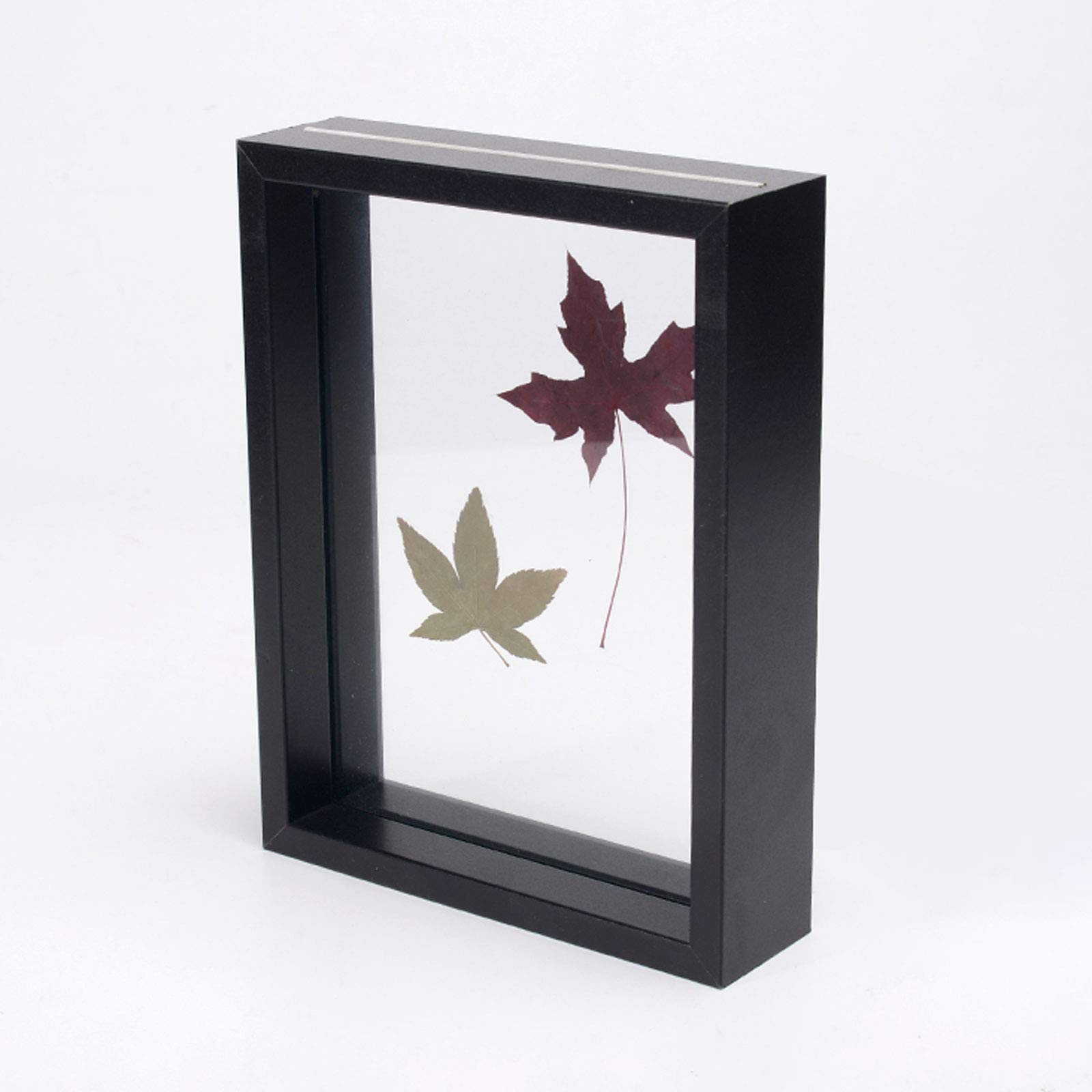 picture frame, Wooden Double Sided Glass Photo Frame for Pressed Flowers 8 inch Black Desktop Display