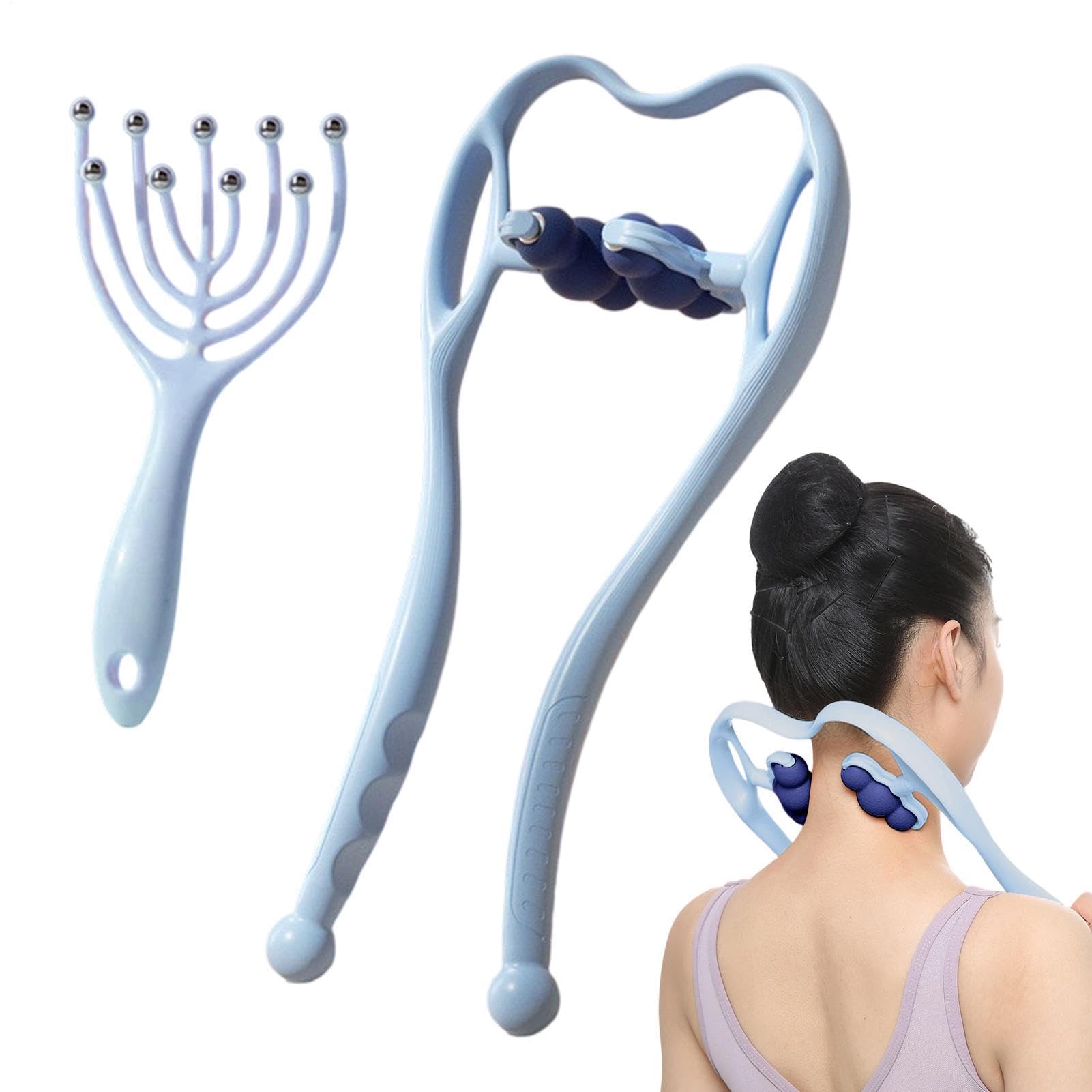 Rodillo Masajeador Manual para Cuello,Relajación Muscular Y Relajante De Hombros,Masajeador De Rodillo Para Puntos Gatillo Con 6 Bolas - para Espalda Cuerpo Piernas Hogar Coche Mujeres Padres Personas