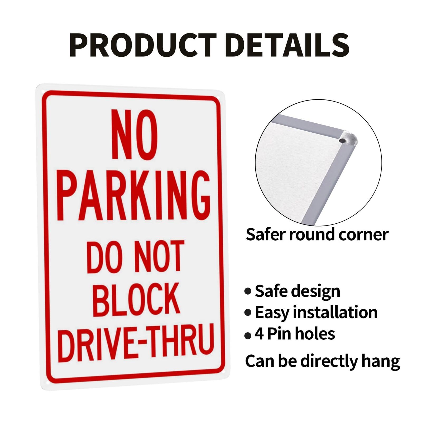 Metall-Warnschild 'Do Not Block Drive-Thru' – 20,3 X 30,5 Cm, Wetterfest, Mit Befestigungslöchern, Für Geschäfte & Privat