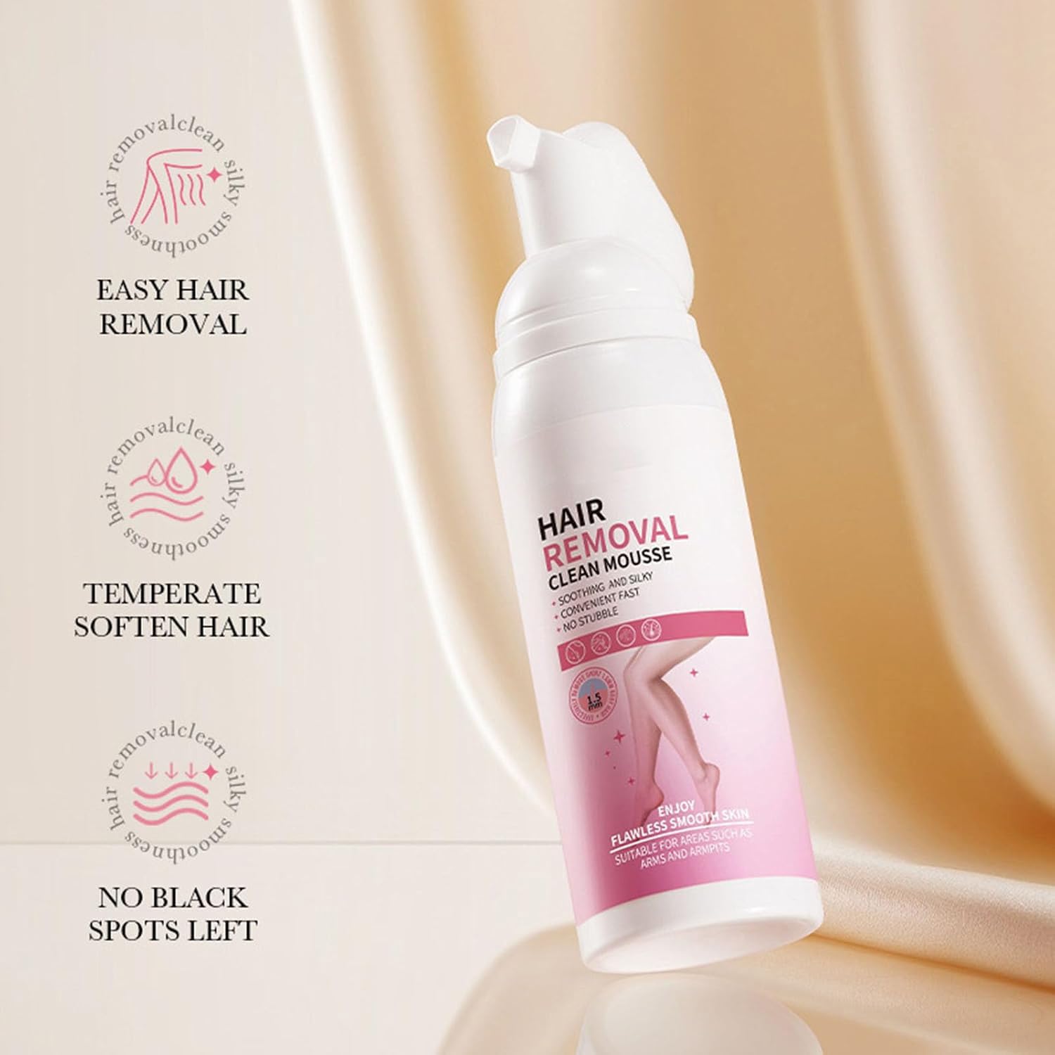 Mousse depilatoria lisciante e setosa, depilazione delicata e indolore per il corpo femminile, crema depilatoria per pelli sensibili, mousse depilatoria efficace, adatta per zone come braccia (5PCS)